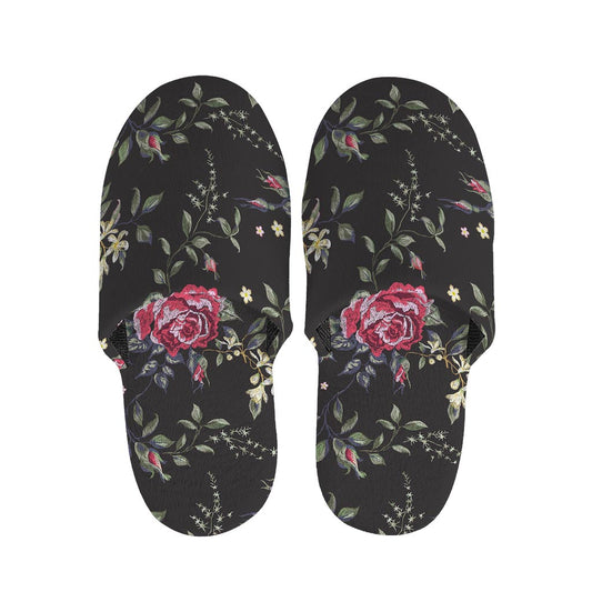 Red Rose Floral Pattern Print Slippers