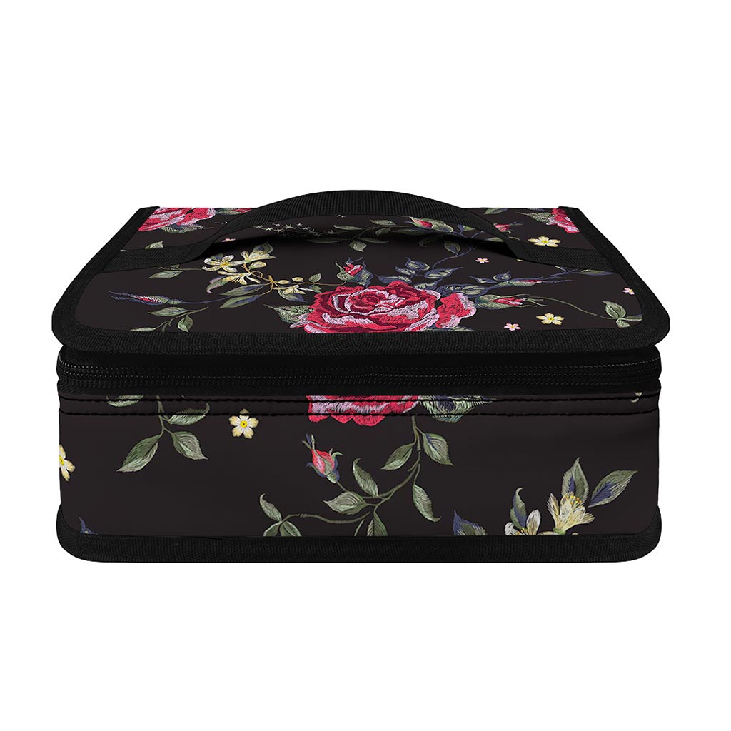 Red Rose Floral Pattern Print Small Lunch Bag