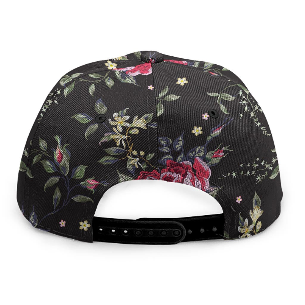 Red Rose Floral Pattern Print Snapback Cap