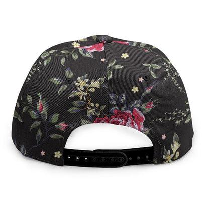 Red Rose Floral Pattern Print Snapback Cap
