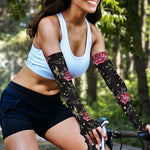 Red Rose Floral Pattern Print Sun Protection Arm Sleeves