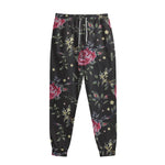Red Rose Floral Pattern Print Sweatpants