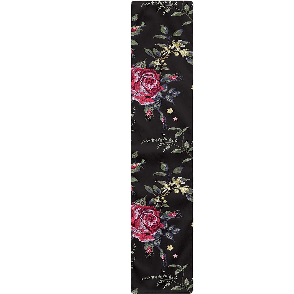 Red Rose Floral Pattern Print Table Runner
