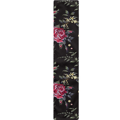 Red Rose Floral Pattern Print Table Runner