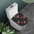 Red Rose Floral Pattern Print Toilet Lid Cover
