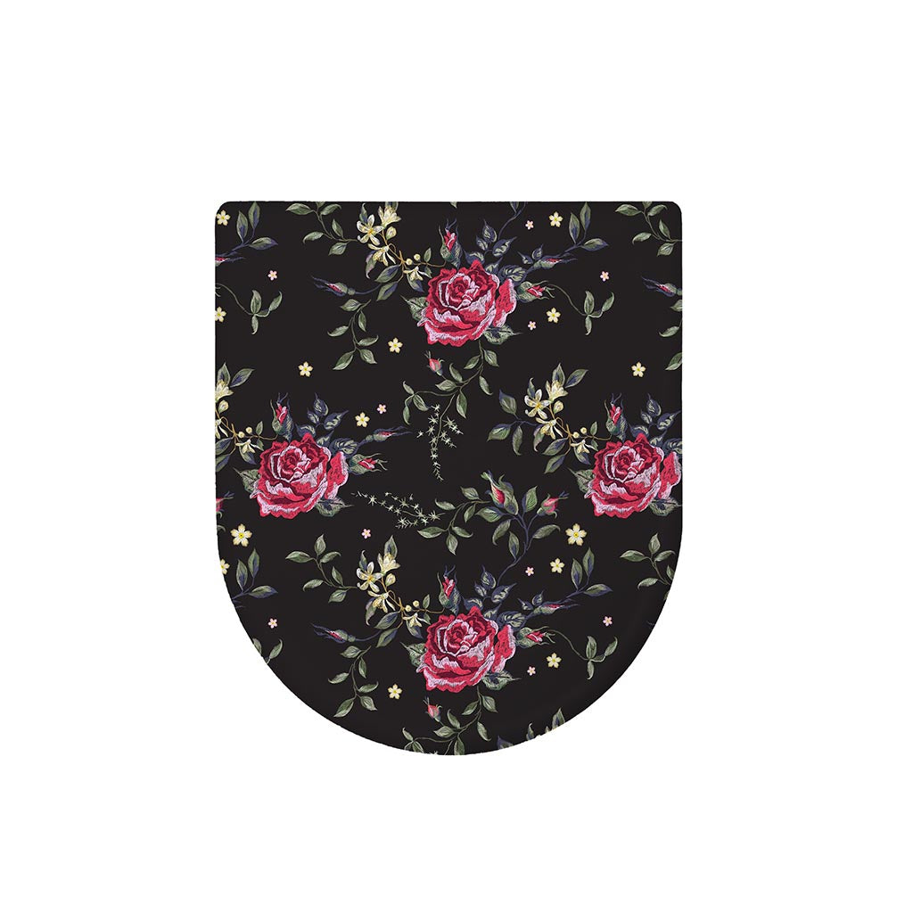 Red Rose Floral Pattern Print Toilet Lid Cover