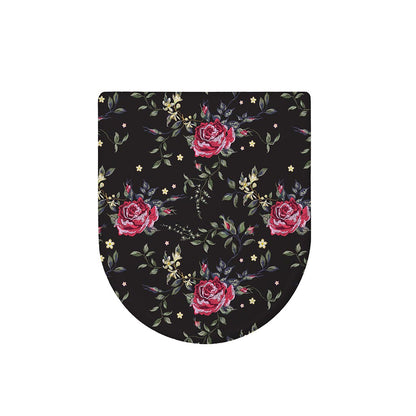 Red Rose Floral Pattern Print Toilet Lid Cover