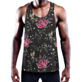 Red Rose Floral Pattern Print Men's Workout Tank Top