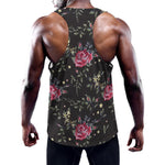 Red Rose Floral Pattern Print Training Tank Top