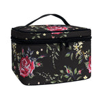 Red Rose Floral Pattern Print Travel Makeup Bag