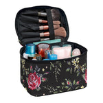 Red Rose Floral Pattern Print Travel Makeup Bag