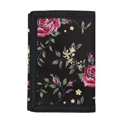 Red Rose Floral Pattern Print Trifold Wallet