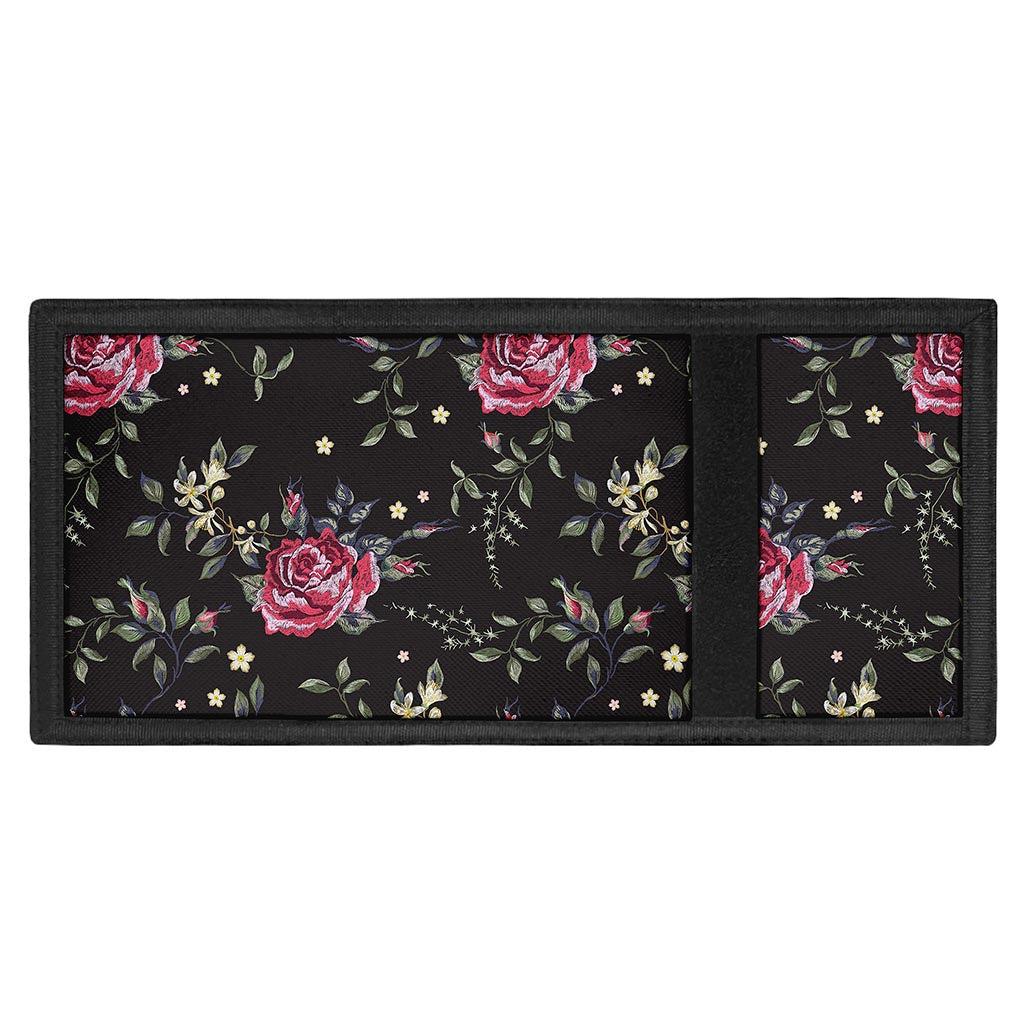Red Rose Floral Pattern Print Trifold Wallet