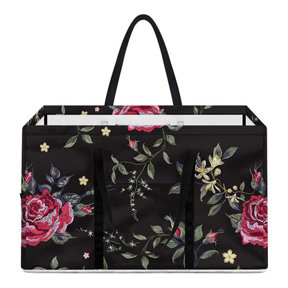 Red Rose Floral Pattern Print Utility Tote Bag