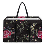 Red Rose Floral Pattern Print Utility Tote Bag