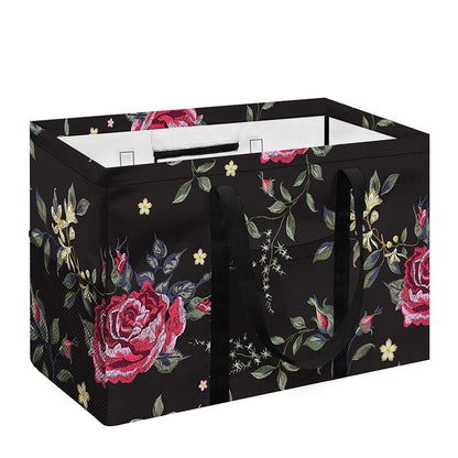 Red Rose Floral Pattern Print Utility Tote Bag