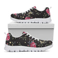 Red Rose Floral Pattern Print White Running Shoes