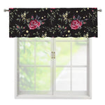 Red Rose Floral Pattern Print Window Valance