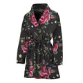 Red Rose Floral Pattern Print Women's Bathrobe