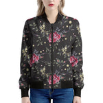 Red Rose Floral Pattern Print Women's Bomber Jacket