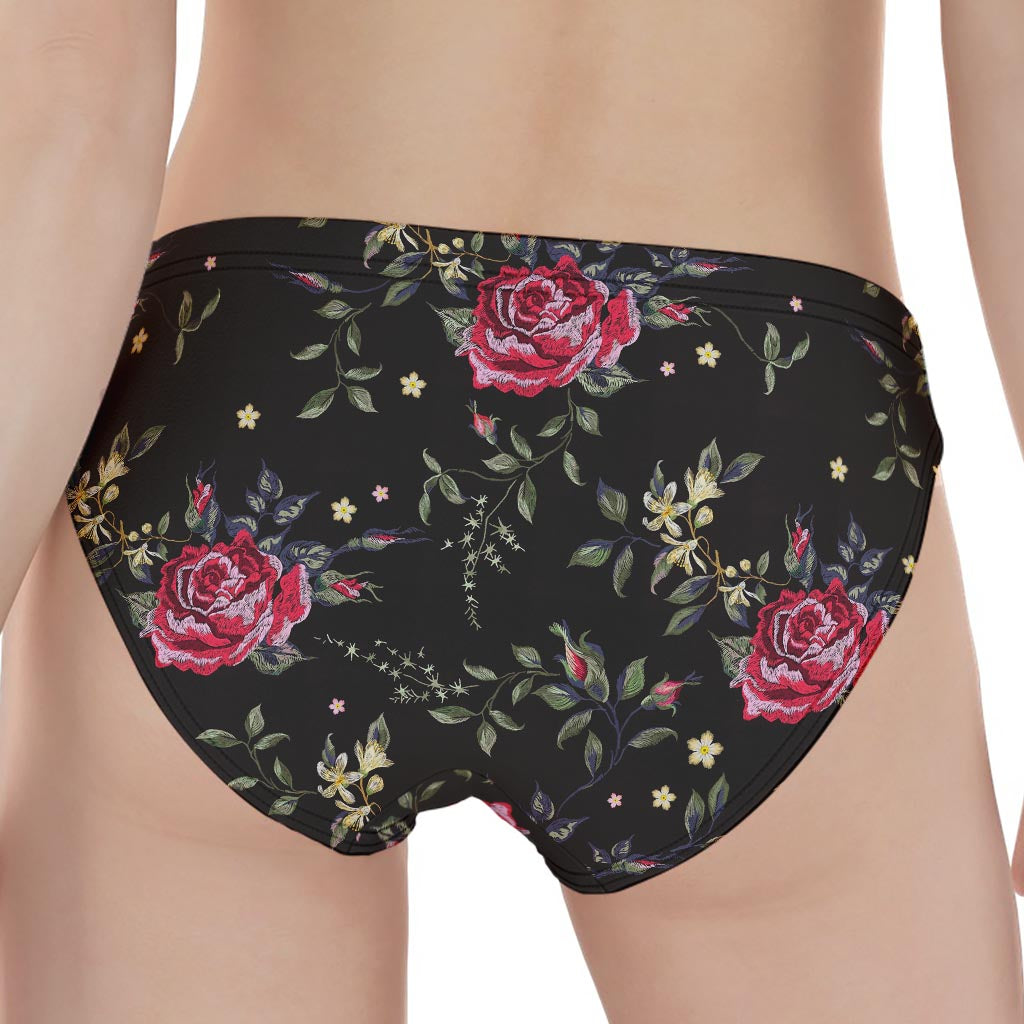 Red Rose Floral Pattern Print Women's Panties