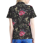 Red Rose Floral Pattern Print Women's Polo Shirt