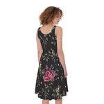 Red Rose Floral Pattern Print Women's Sleeveless Dress