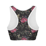 Red Rose Floral Pattern Print Women's Sports Bra