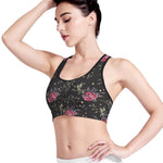 Red Rose Floral Pattern Print Women's Sports Bra