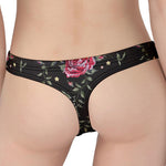 Red Rose Floral Pattern Print Women's Thong