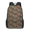 Red Rose Flower Camouflage Print 17 Inch Backpack