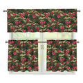Red Rose Flower Camouflage Print 3 Piece Kitchen Curtains