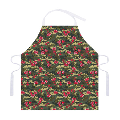 Red Rose Flower Camouflage Print Adjustable Apron