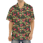 Red Rose Flower Camouflage Print Aloha Shirt