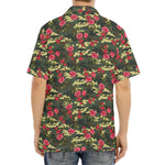 Red Rose Flower Camouflage Print Aloha Shirt