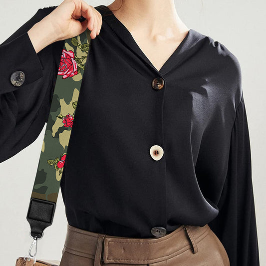 Red Rose Flower Camouflage Print Bag Strap