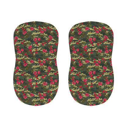 Red Rose Flower Camouflage Print Bar Stool Covers