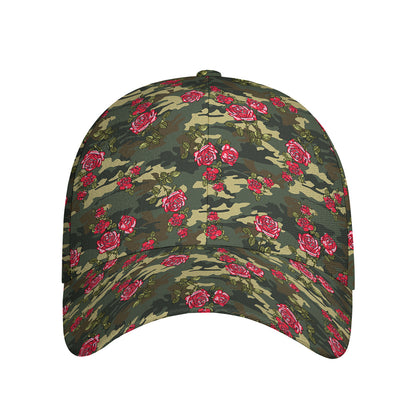 Red Rose Flower Camouflage Print Baseball Cap