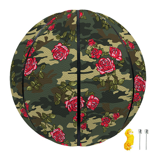 Red Rose Flower Camouflage Print Basketball