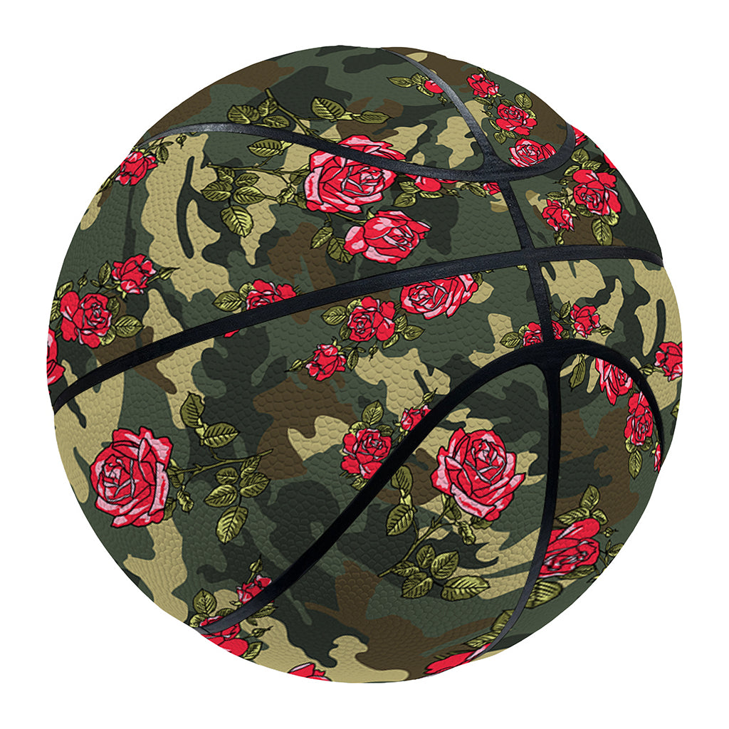 Red Rose Flower Camouflage Print Basketball