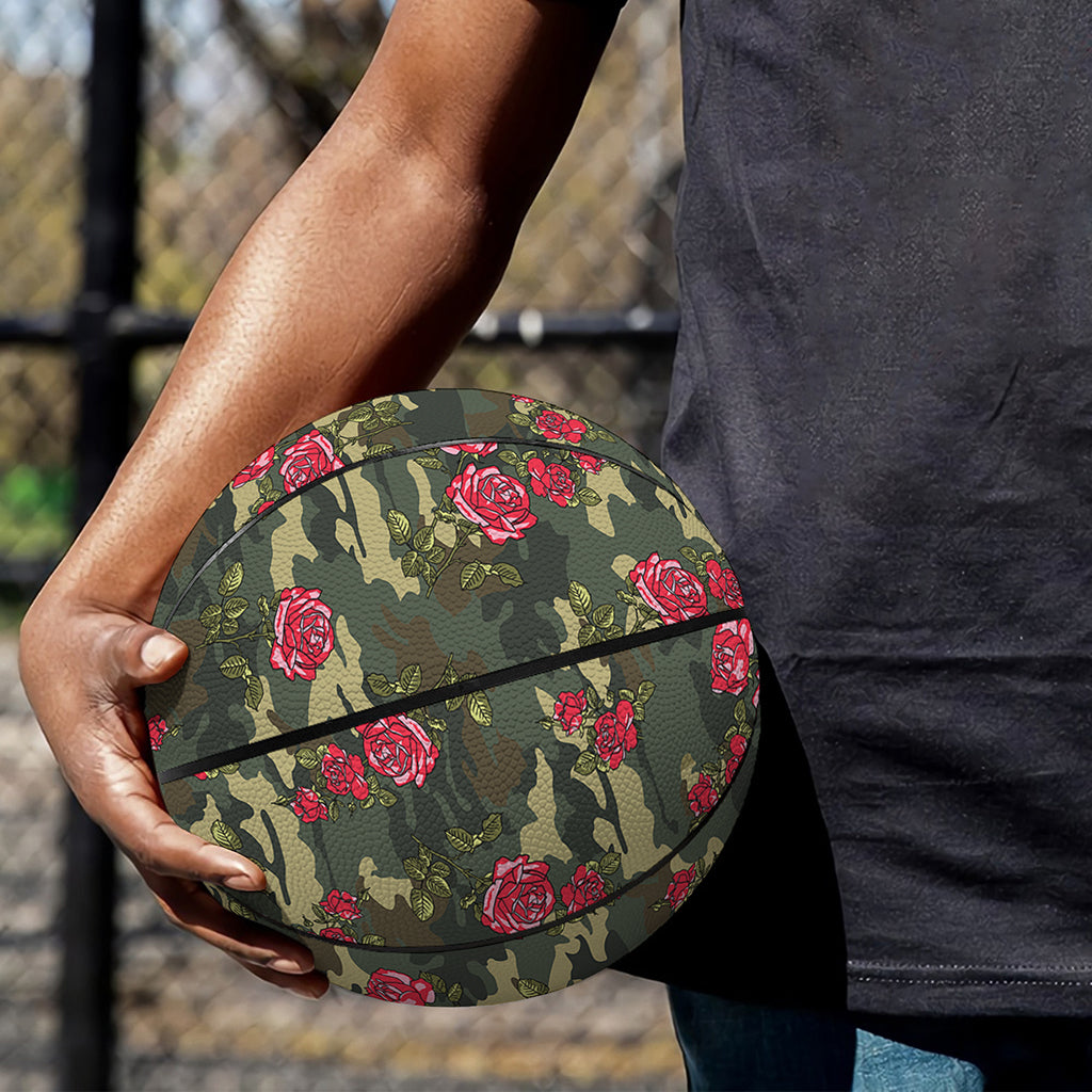 Red Rose Flower Camouflage Print Basketball