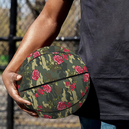 Red Rose Flower Camouflage Print Basketball