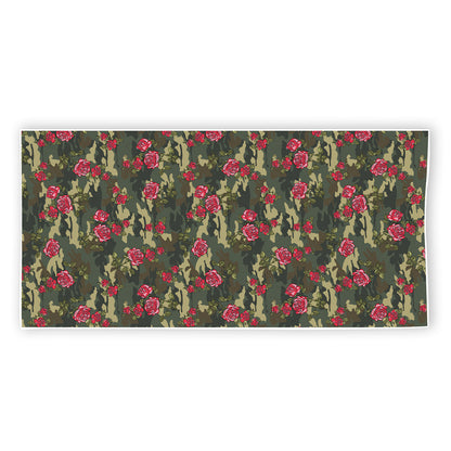 Red Rose Flower Camouflage Print Beach Towel