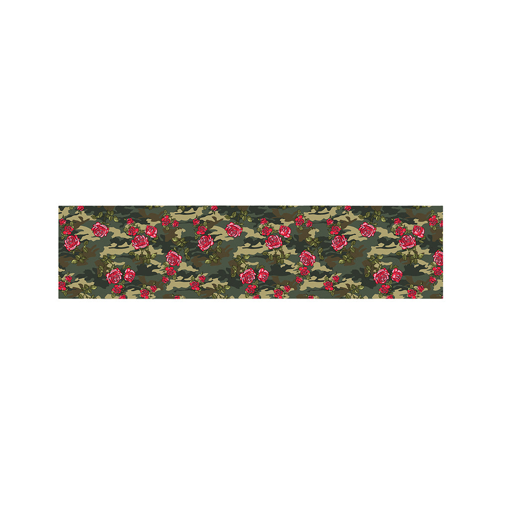 Red Rose Flower Camouflage Print Bed Runner