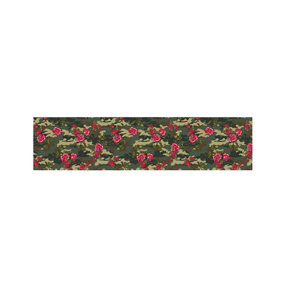Red Rose Flower Camouflage Print Bed Runner