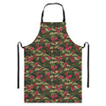 Red Rose Flower Camouflage Print Bib Apron With Pocket
