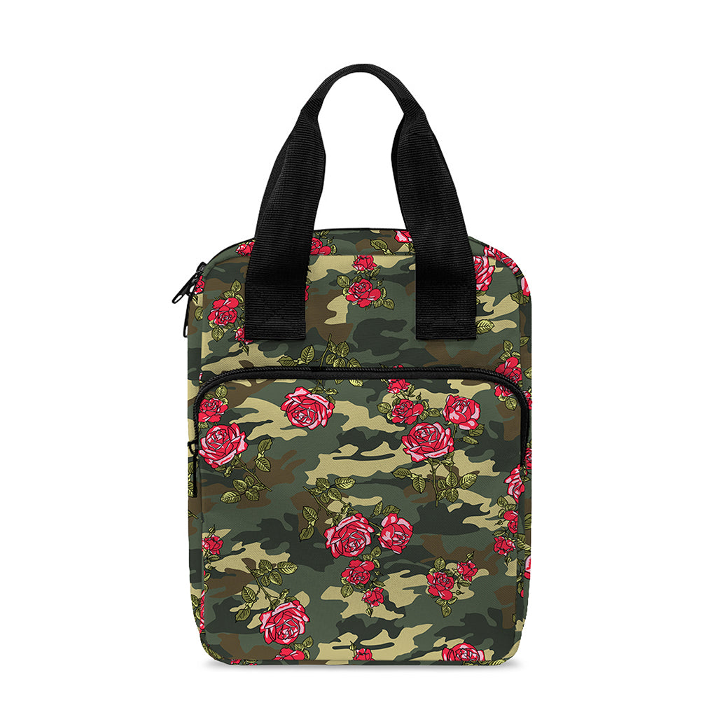 Red Rose Flower Camouflage Print Bible Tote Bag
