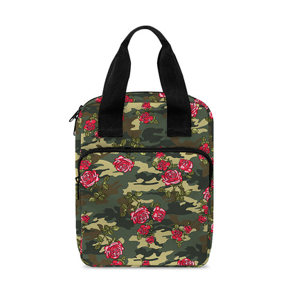 Red Rose Flower Camouflage Print Bible Tote Bag