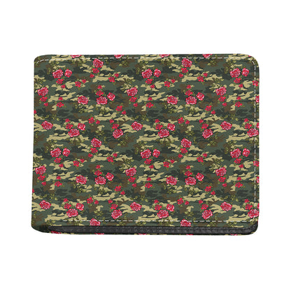 Red Rose Flower Camouflage Print Bifold Wallet