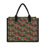 Red Rose Flower Camouflage Print Canvas Tote Bag